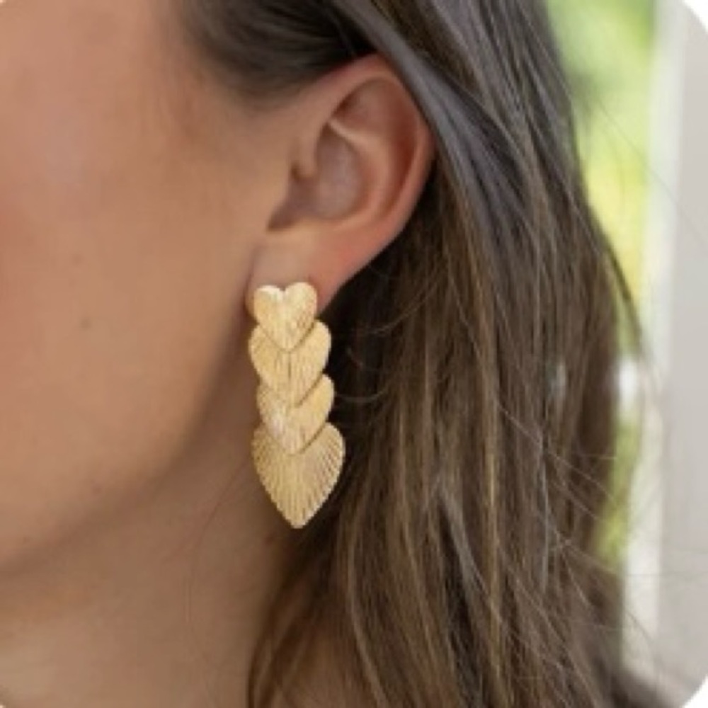 Gold Heart Drop Earrings